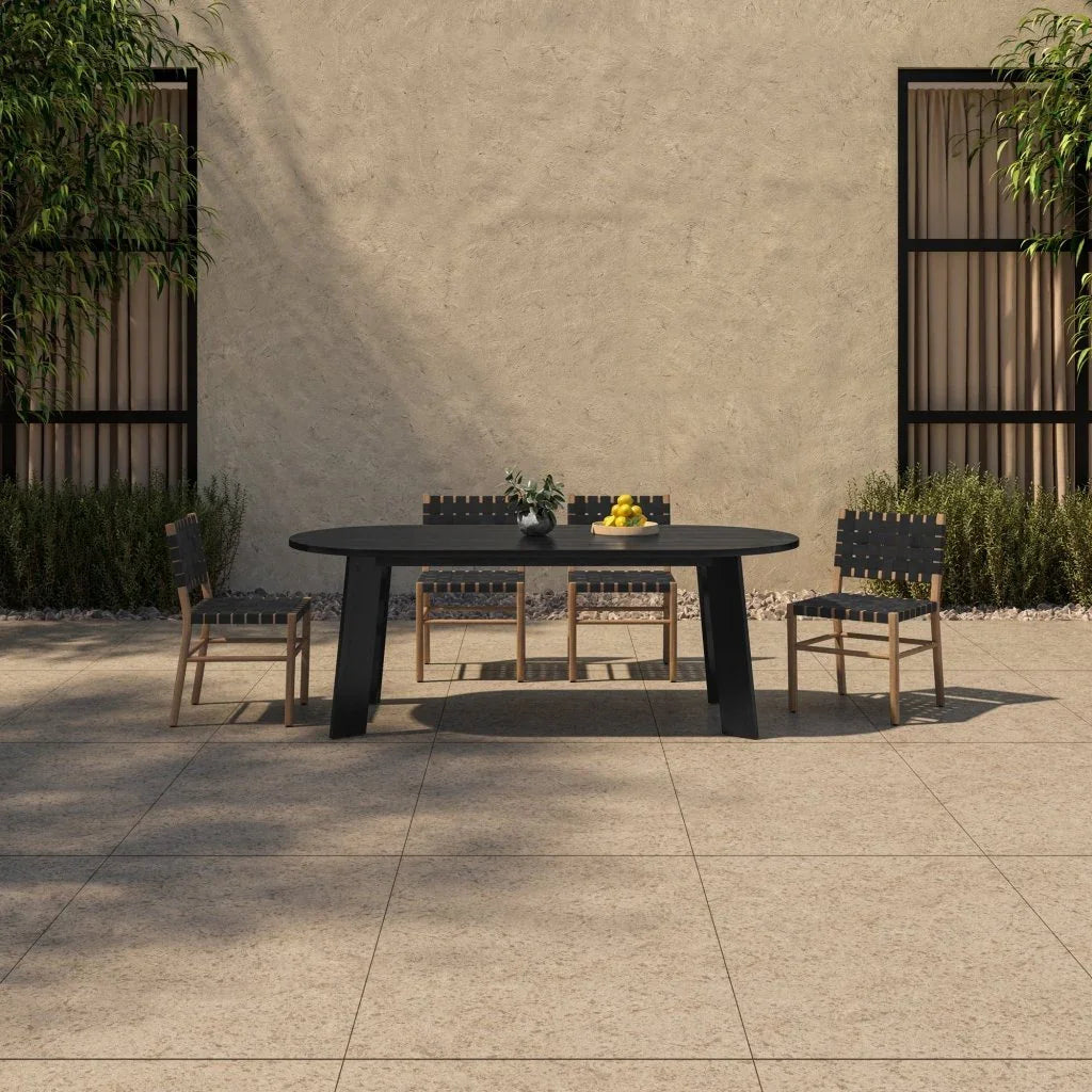Moe's Home Mira Black Solid Teak Frame Outdoor Dining Chair