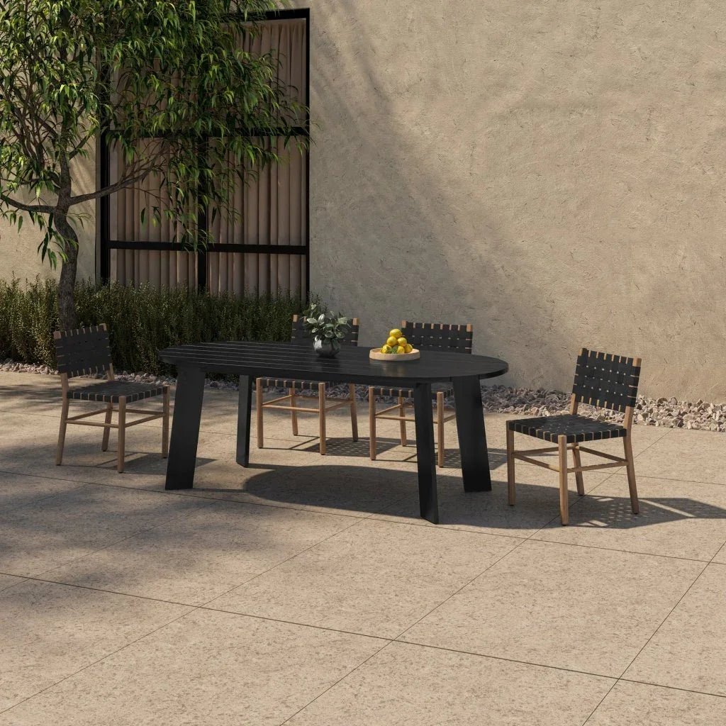 Moe's Home Mira Black Solid Teak Frame Outdoor Dining Chair