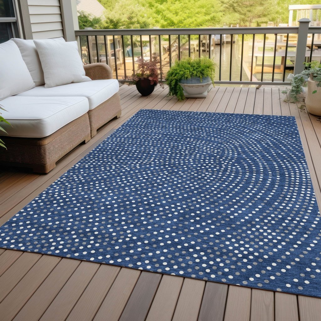 LOOMLAN Rugs Mirelia Blue Washable Indoor-Outdoor Rug