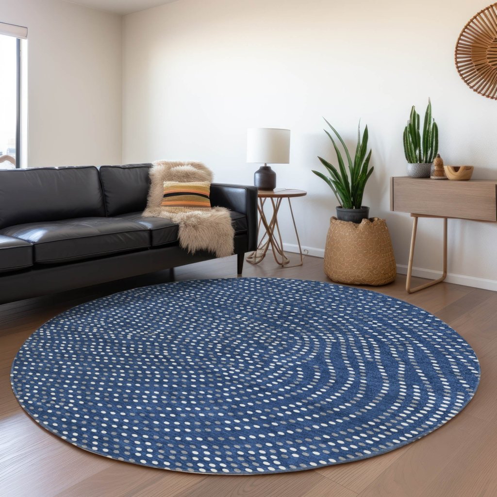 LOOMLAN Rugs Mirelia Blue Washable Indoor-Outdoor Rug