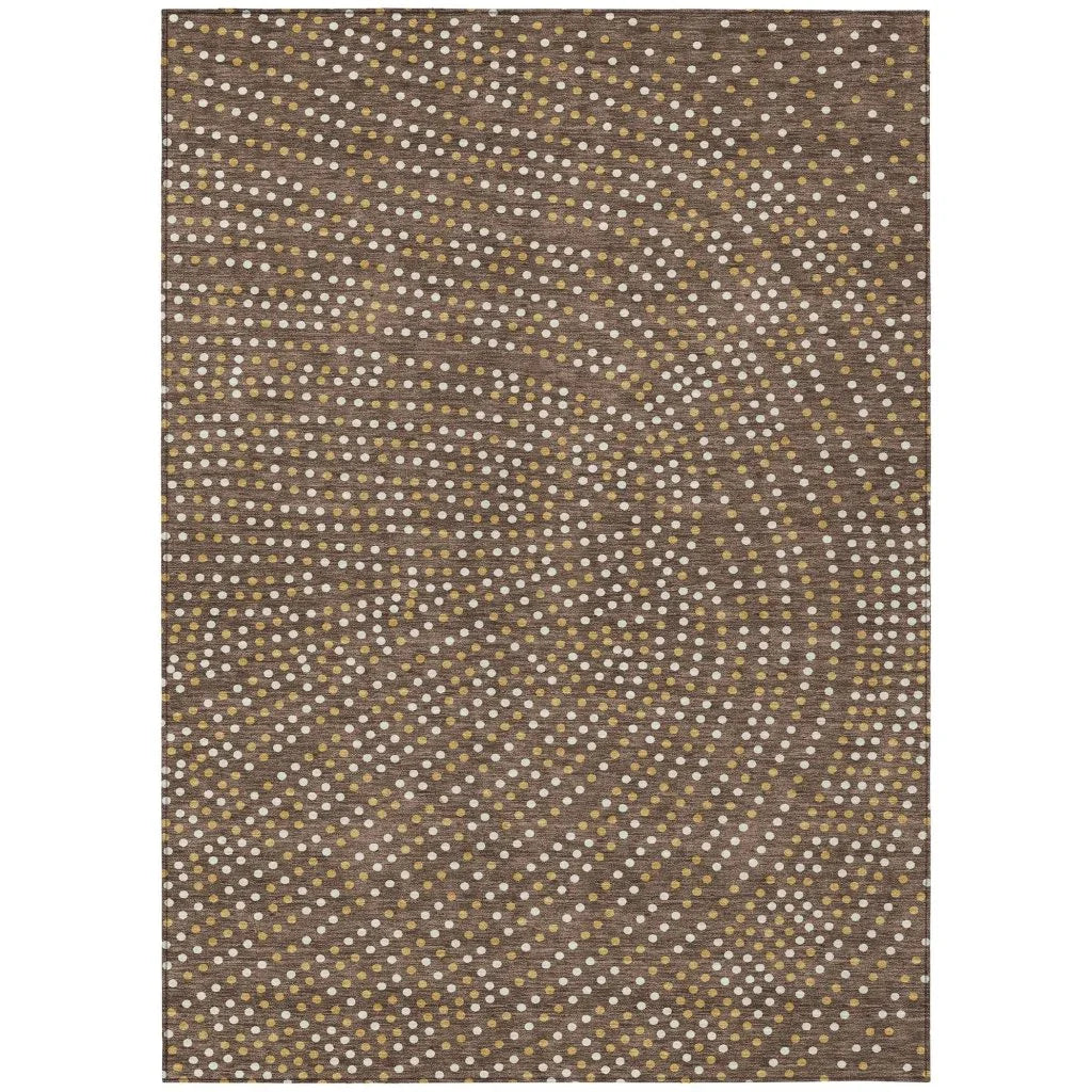 LOOMLAN Rugs Mirelia Brown Washable Indoor-Outdoor Rug