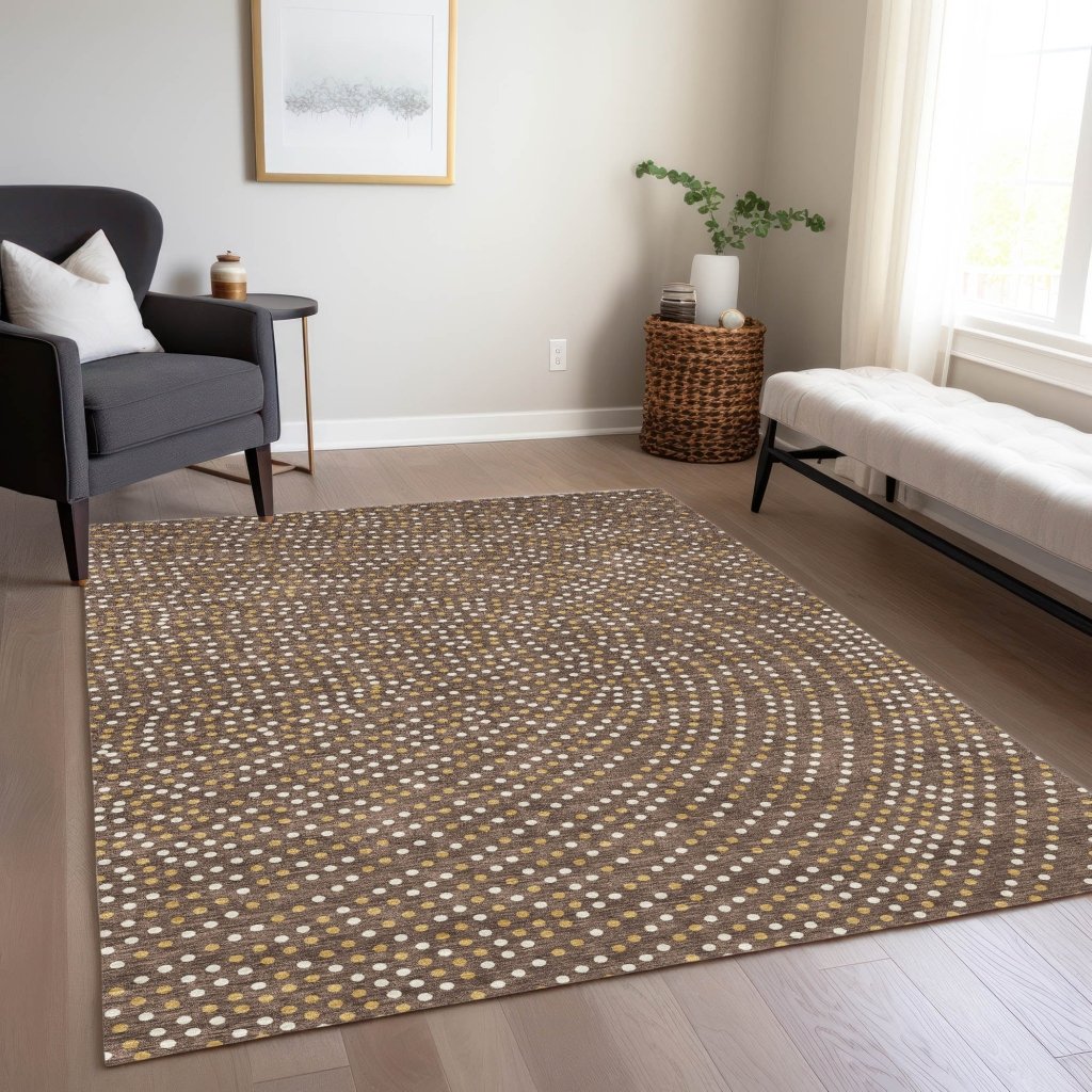 LOOMLAN Rugs Mirelia Brown Washable Indoor-Outdoor Rug