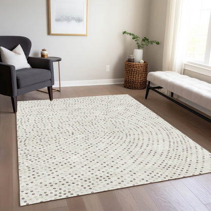 LOOMLAN Rugs Mirelia Ivory Washable Indoor-Outdoor Rug