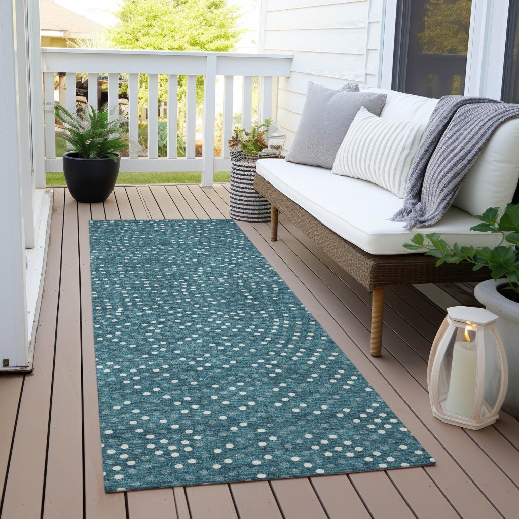 LOOMLAN Rugs Mirelia Teal Washable Indoor-Outdoor Rug
