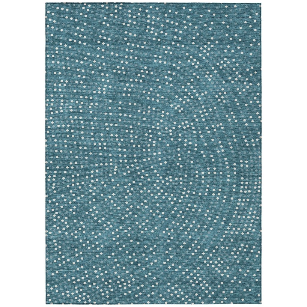 LOOMLAN Rugs Mirelia Teal Washable Indoor-Outdoor Rug