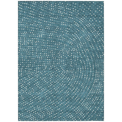 LOOMLAN Rugs Mirelia Teal Washable Indoor-Outdoor Rug