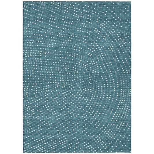 LOOMLAN Rugs Mirelia Teal Washable Indoor-Outdoor Rug