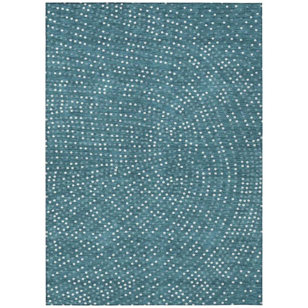 LOOMLAN Rugs Mirelia Teal Washable Indoor-Outdoor Rug