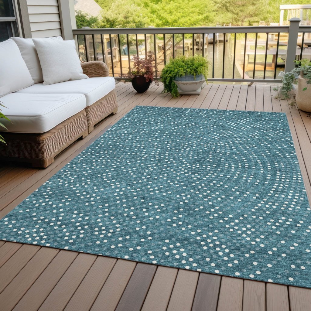 LOOMLAN Rugs Mirelia Teal Washable Indoor-Outdoor Rug