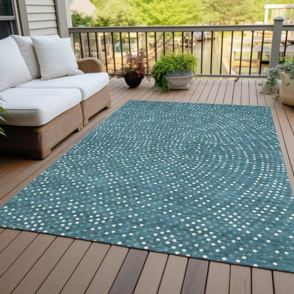 LOOMLAN Rugs Mirelia Teal Washable Indoor-Outdoor Rug