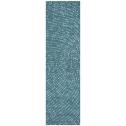 LOOMLAN Rugs Mirelia Teal Washable Indoor-Outdoor Rug