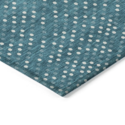 LOOMLAN Rugs Mirelia Teal Washable Indoor-Outdoor Rug
