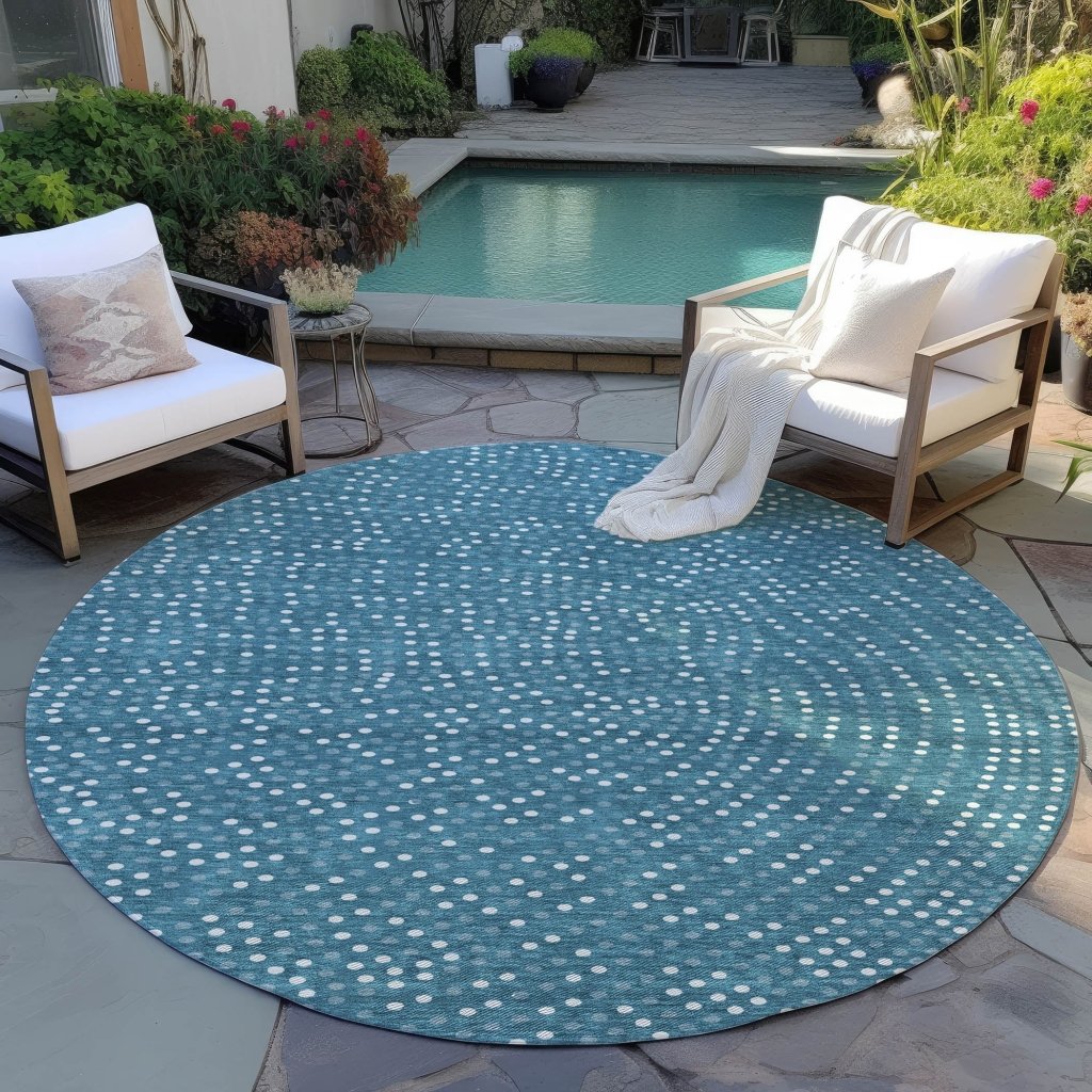 LOOMLAN Rugs Mirelia Teal Washable Indoor-Outdoor Rug