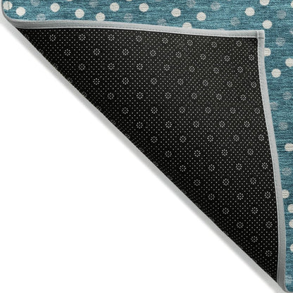 LOOMLAN Rugs Mirelia Teal Washable Indoor-Outdoor Rug