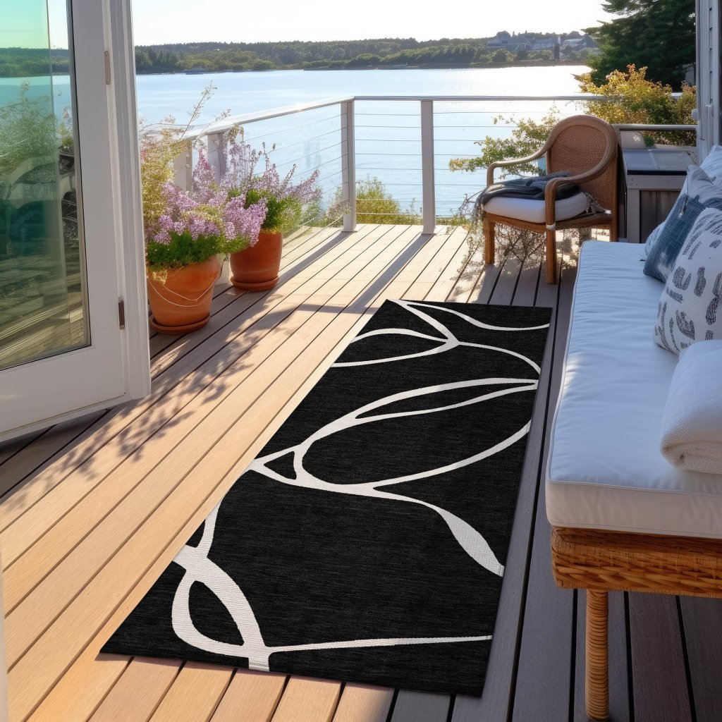 LOOMLAN Rugs Mirelle Black Washable Indoor-Outdoor Rug