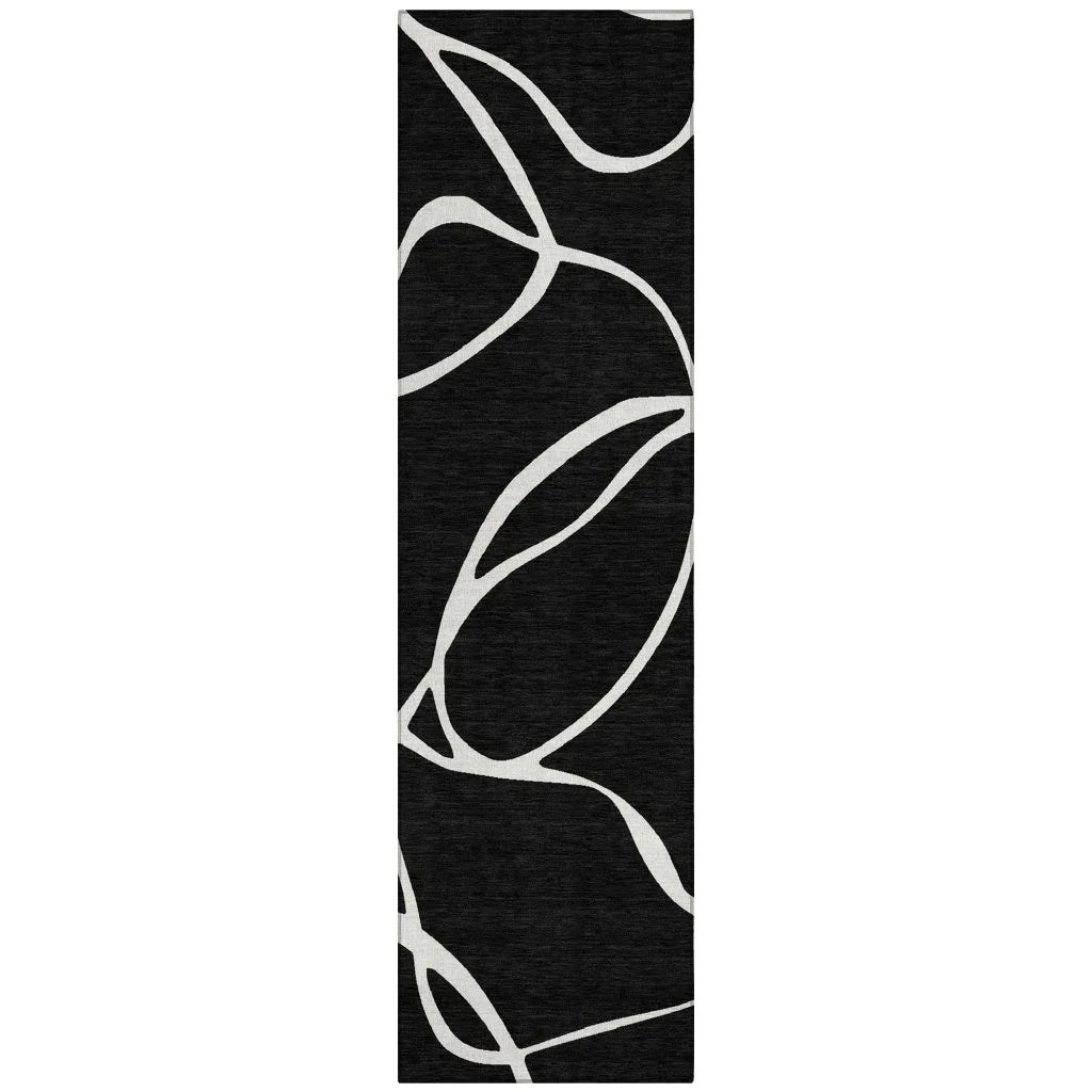 LOOMLAN Rugs Mirelle Black Washable Indoor-Outdoor Rug