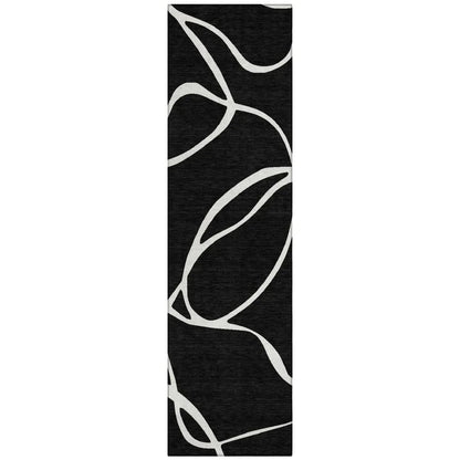 LOOMLAN Rugs Mirelle Black Washable Indoor-Outdoor Rug