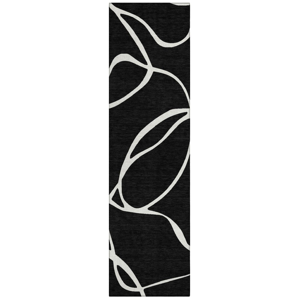 LOOMLAN Rugs Mirelle Black Washable Indoor-Outdoor Rug
