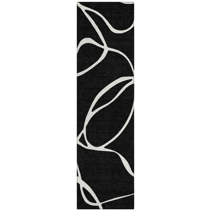 LOOMLAN Rugs Mirelle Black Washable Indoor-Outdoor Rug