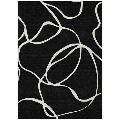 LOOMLAN Rugs Mirelle Black Washable Indoor-Outdoor Rug