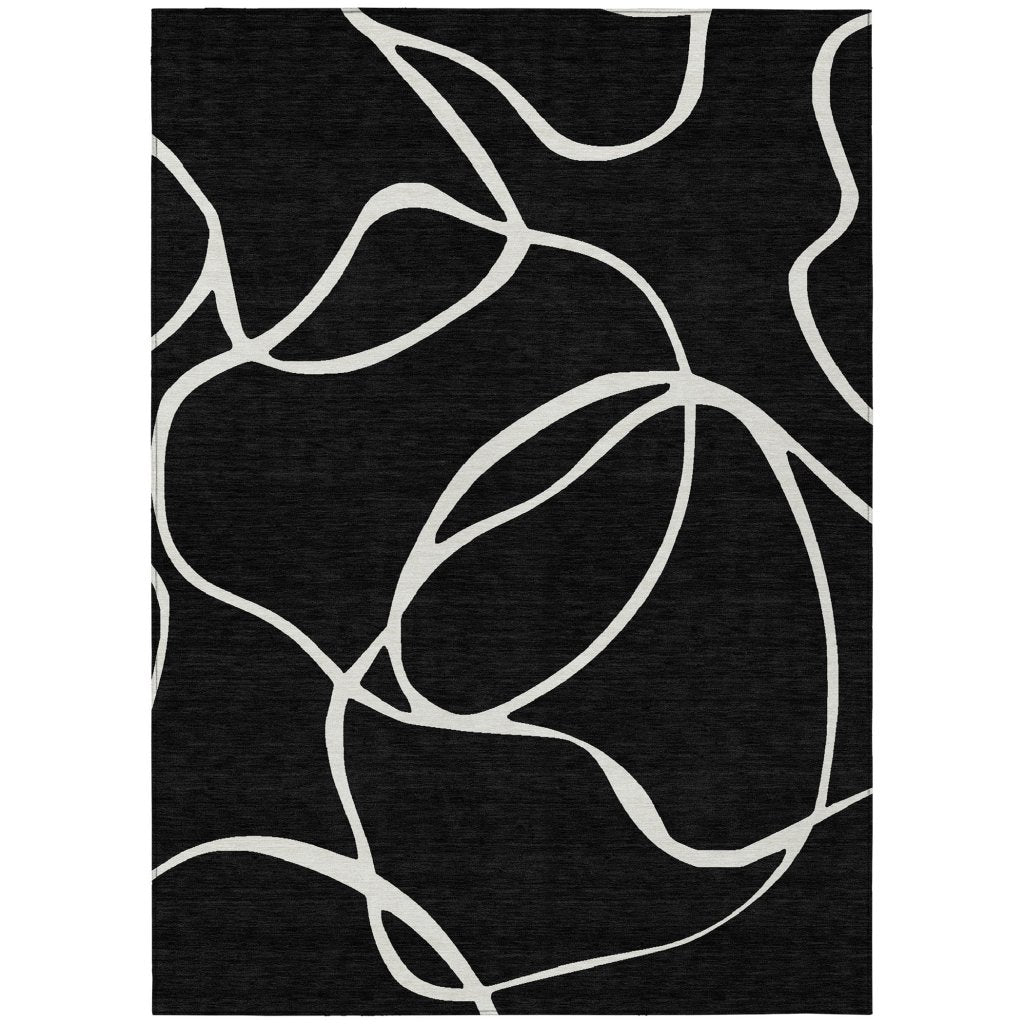 LOOMLAN Rugs Mirelle Black Washable Indoor-Outdoor Rug