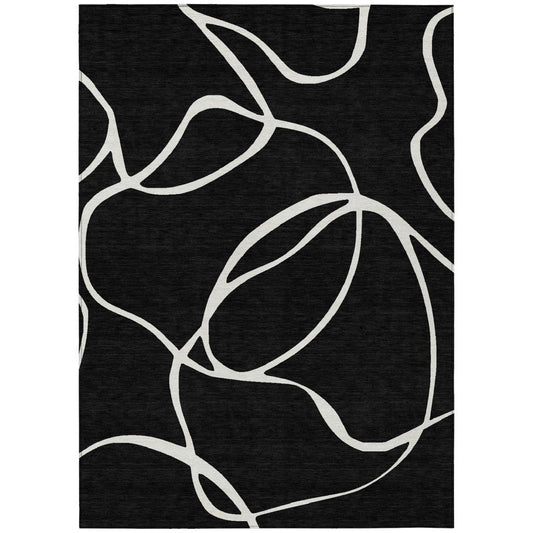 LOOMLAN Rugs Mirelle Black Washable Indoor-Outdoor Rug