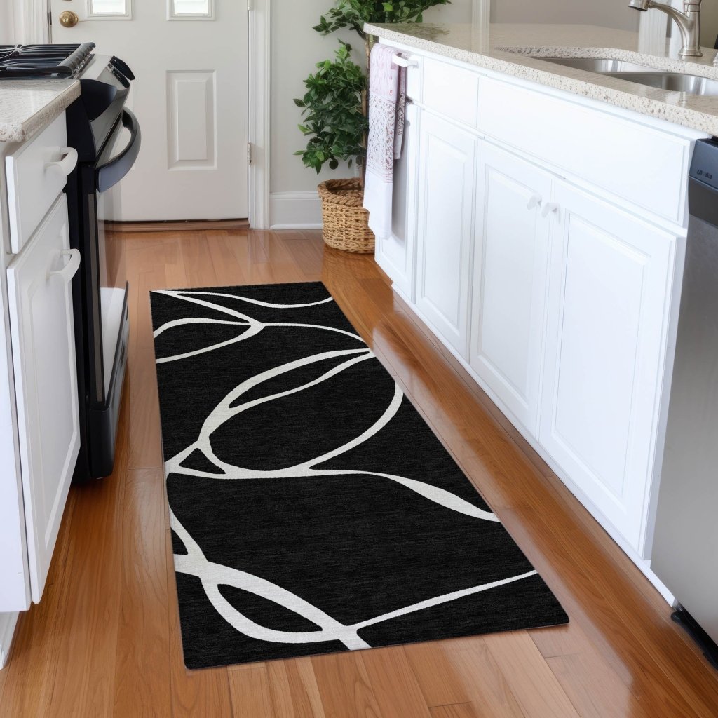 LOOMLAN Rugs Mirelle Black Washable Indoor-Outdoor Rug