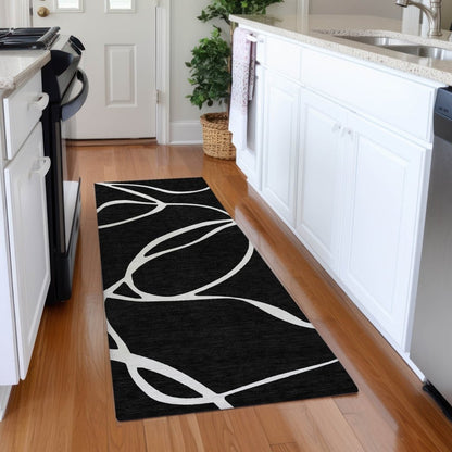 LOOMLAN Rugs Mirelle Black Washable Indoor-Outdoor Rug
