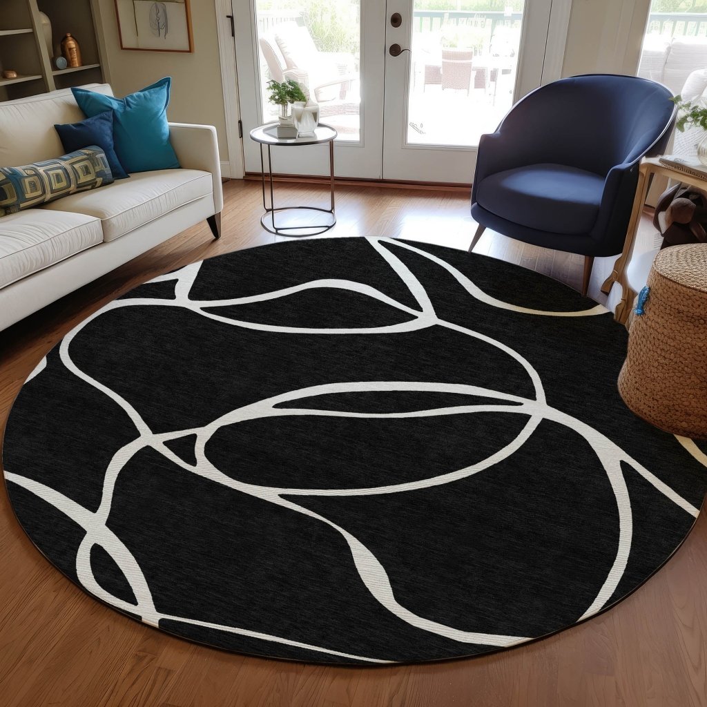 LOOMLAN Rugs Mirelle Black Washable Indoor-Outdoor Rug
