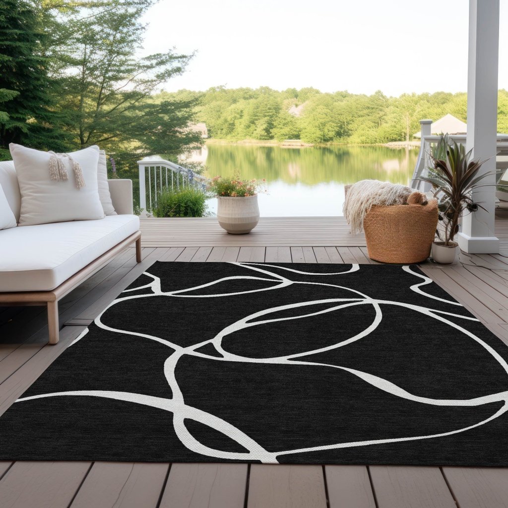 LOOMLAN Rugs Mirelle Black Washable Indoor-Outdoor Rug