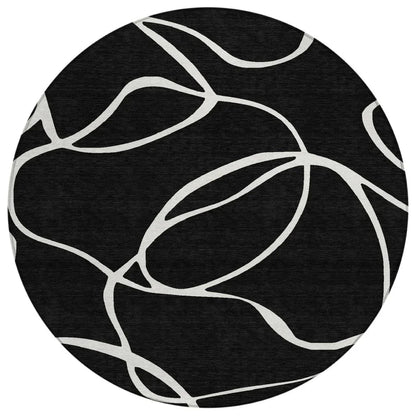 LOOMLAN Rugs Mirelle Black Washable Indoor-Outdoor Rug