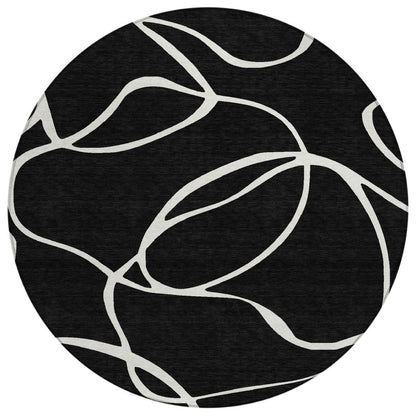 LOOMLAN Rugs Mirelle Black Washable Indoor-Outdoor Rug