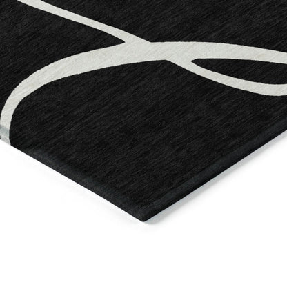 LOOMLAN Rugs Mirelle Black Washable Indoor-Outdoor Rug