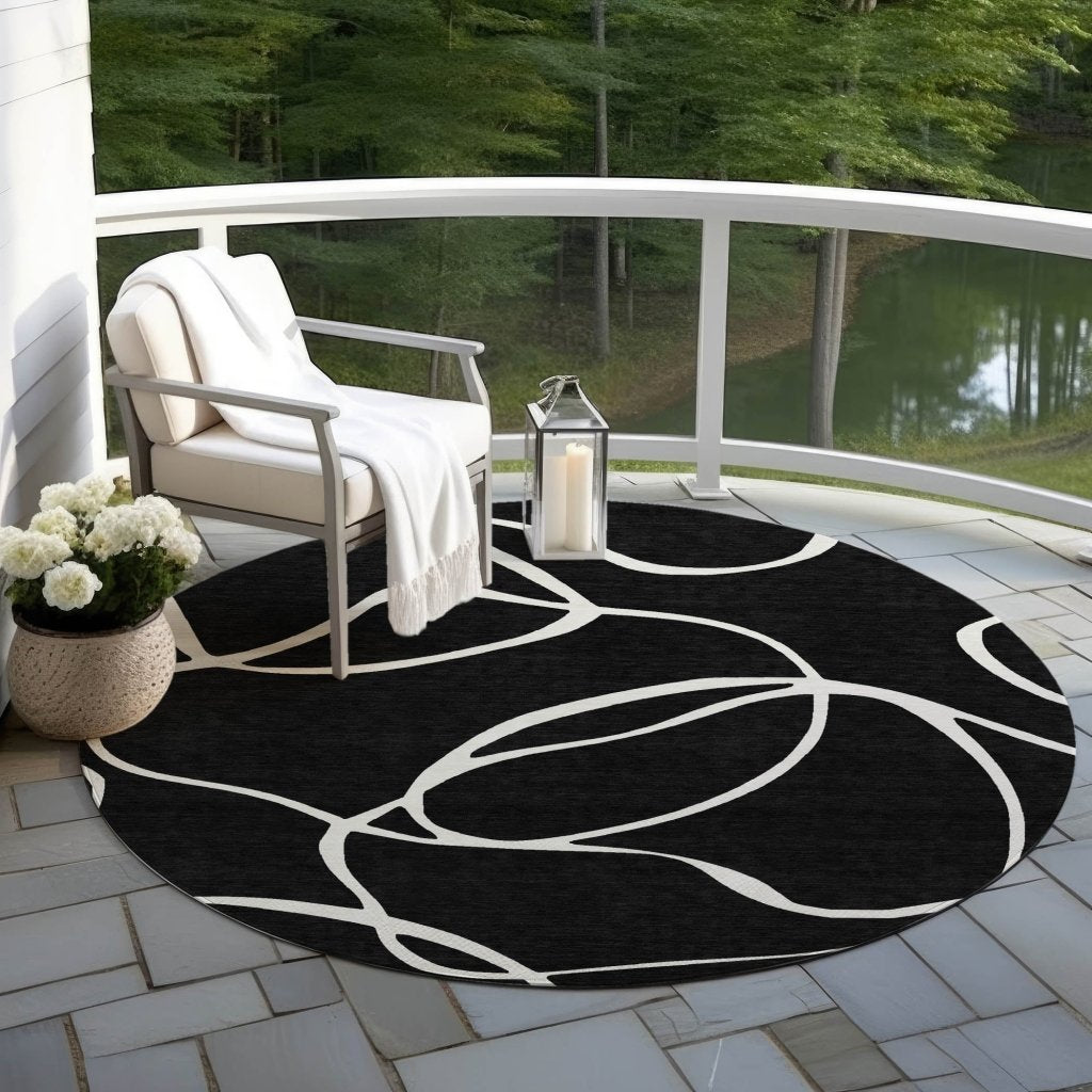LOOMLAN Rugs Mirelle Black Washable Indoor-Outdoor Rug