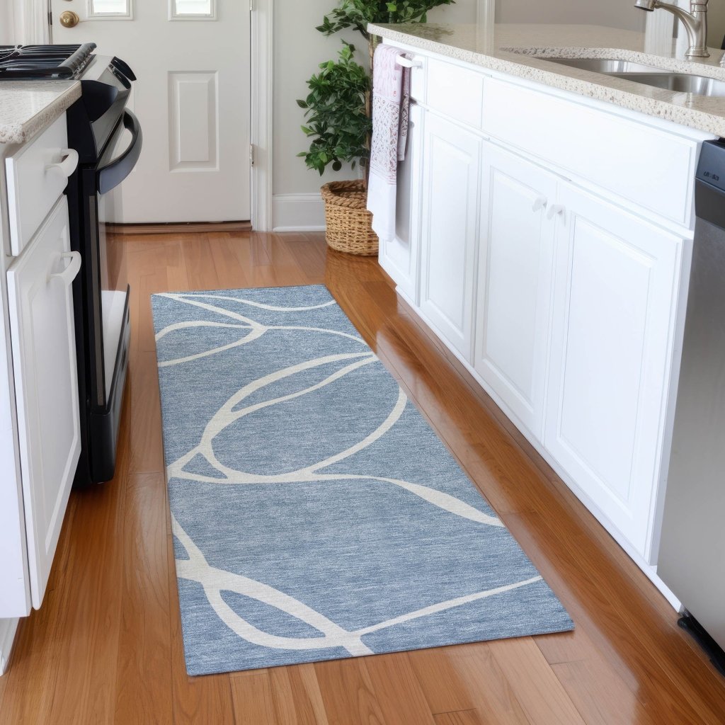 LOOMLAN Rugs Mirelle Blue Washable Indoor-Outdoor Rug