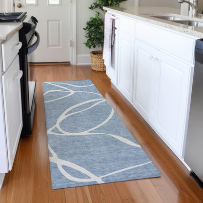 LOOMLAN Rugs Mirelle Blue Washable Indoor-Outdoor Rug