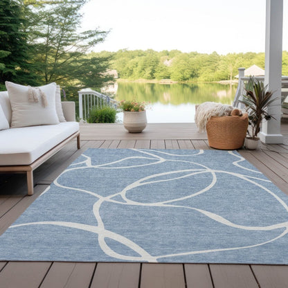 LOOMLAN Rugs Mirelle Blue Washable Indoor-Outdoor Rug