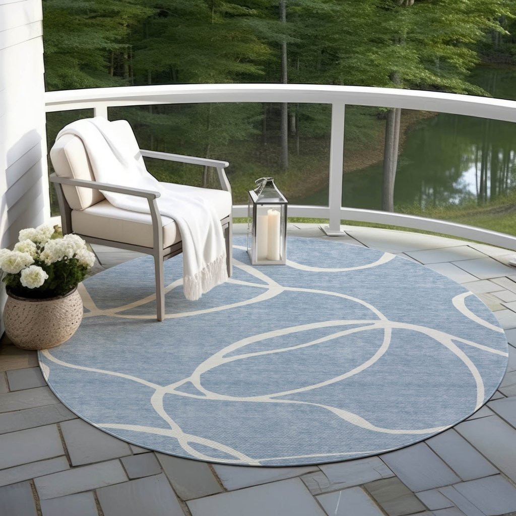 LOOMLAN Rugs Mirelle Blue Washable Indoor-Outdoor Rug