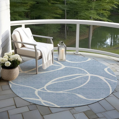 LOOMLAN Rugs Mirelle Blue Washable Indoor-Outdoor Rug