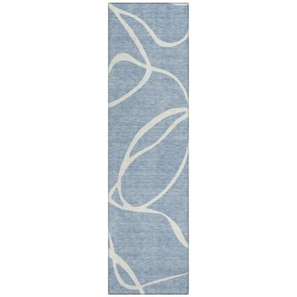 LOOMLAN Rugs Mirelle Blue Washable Indoor-Outdoor Rug