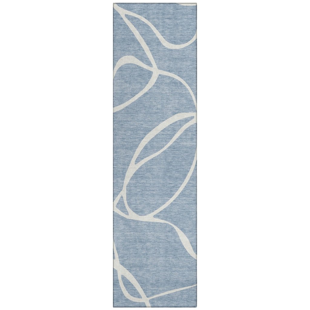 LOOMLAN Rugs Mirelle Blue Washable Indoor-Outdoor Rug