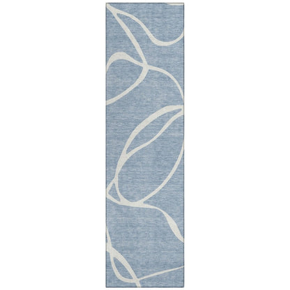 LOOMLAN Rugs Mirelle Blue Washable Indoor-Outdoor Rug