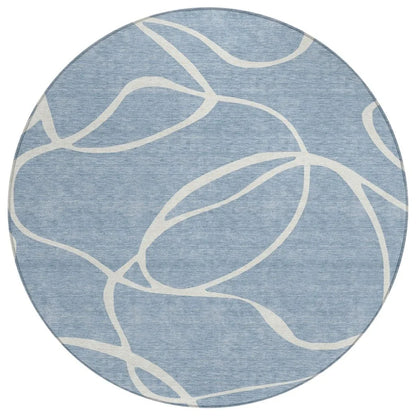 LOOMLAN Rugs Mirelle Blue Washable Indoor-Outdoor Rug