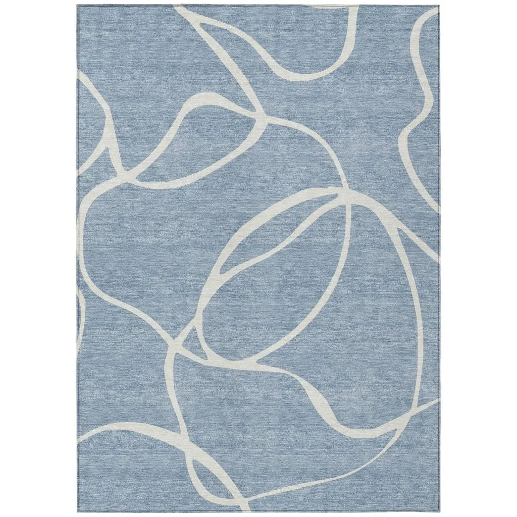 LOOMLAN Rugs Mirelle Blue Washable Indoor-Outdoor Rug