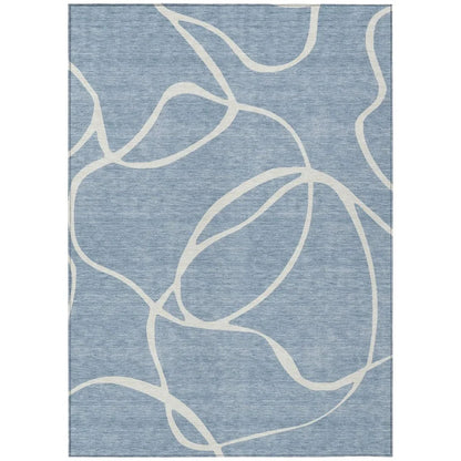LOOMLAN Rugs Mirelle Blue Washable Indoor-Outdoor Rug