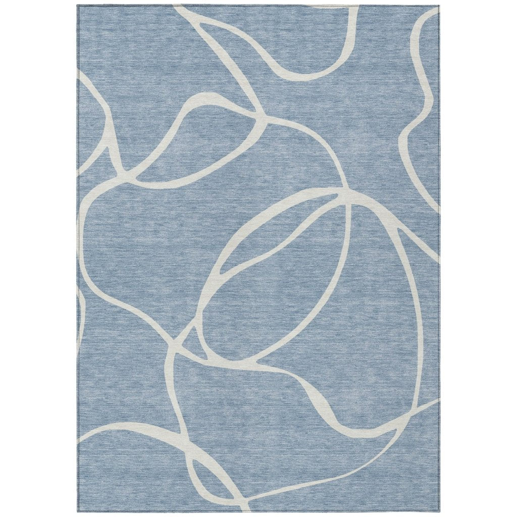LOOMLAN Rugs Mirelle Blue Washable Indoor-Outdoor Rug