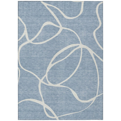 LOOMLAN Rugs Mirelle Blue Washable Indoor-Outdoor Rug