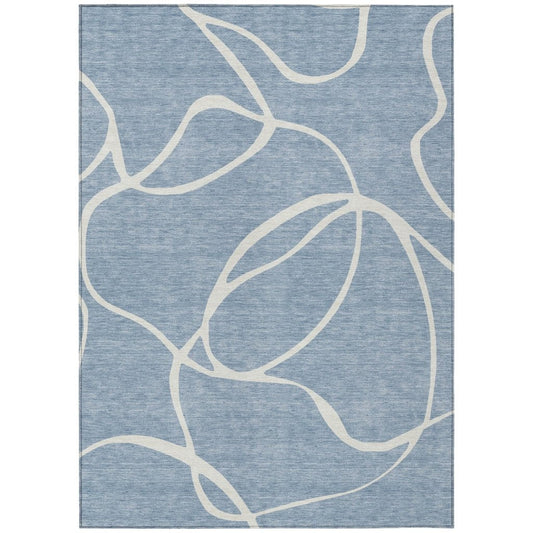 LOOMLAN Rugs Mirelle Blue Washable Indoor-Outdoor Rug