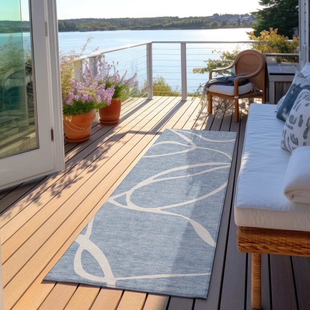 LOOMLAN Rugs Mirelle Blue Washable Indoor-Outdoor Rug