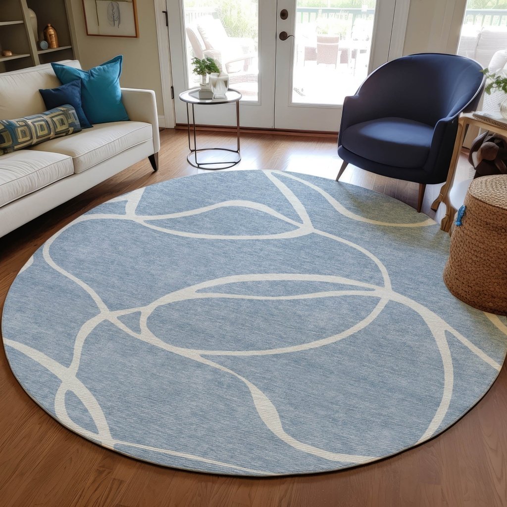 LOOMLAN Rugs Mirelle Blue Washable Indoor-Outdoor Rug